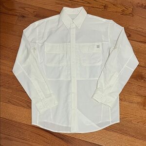 Huk Next Level Men's off white Button-Down Shirt, 4-way stretch, breathable